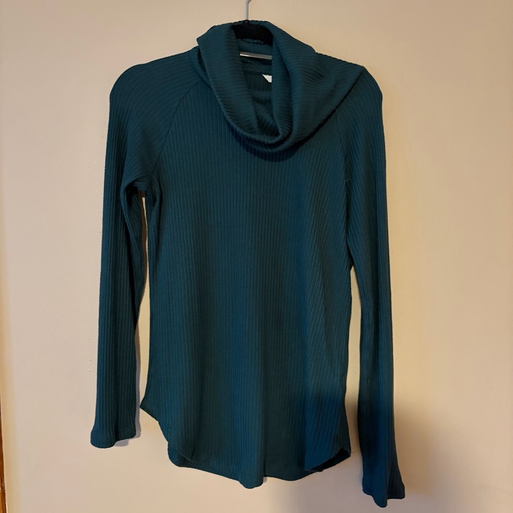 Sonoma Teal Ribbed Cowl Neck Sweater